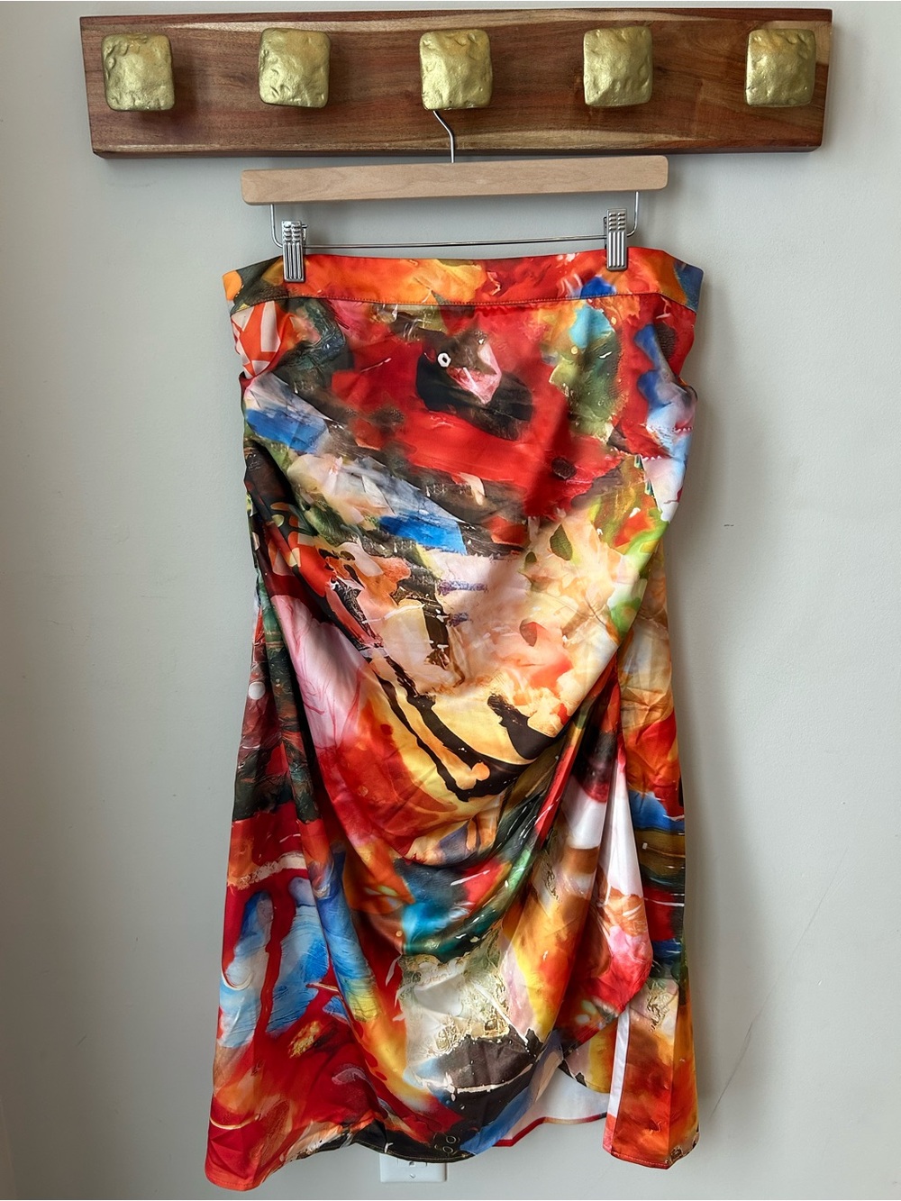 NWT StyleWe Abstract Print Satin Midi Skirt 2XL Plus Size